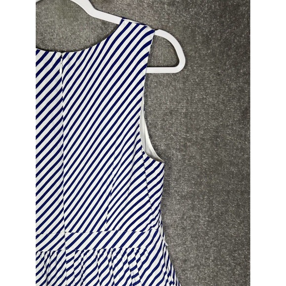 LOFT Sleeveless Lined Striped Crossover V-Neck Dress Womens Size‎ 8 Blue White - Picture 11 of 16
